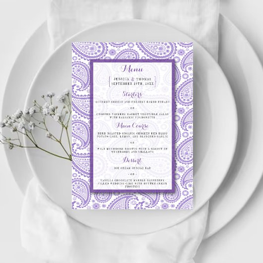 Menu La collection Mariage moderne Paisley - Purple