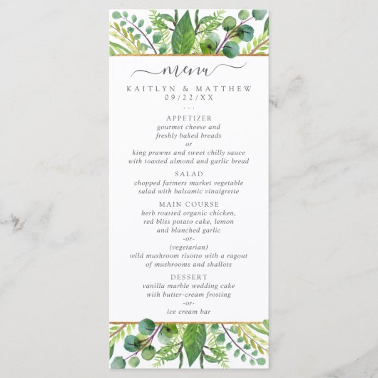 Menu La Collection Mariage Verdure & Or (Devant)