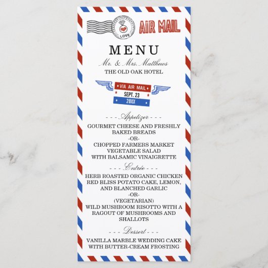 Menu La collection moderne de Mariages Airmail (Devant)