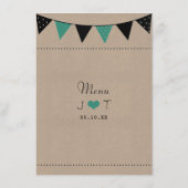 Menu La collection moderne de Mariages Bunting Turquois (Dos)