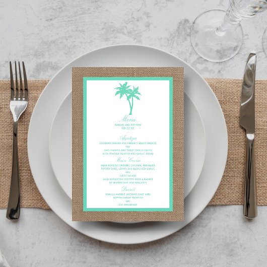 Menu La collection Tropical Palm Tree Beach Wedding
