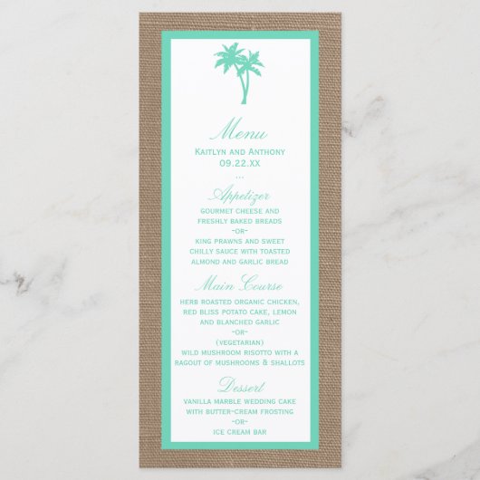 Menu La collection Tropical Palm Tree Beach Wedding (Devant)