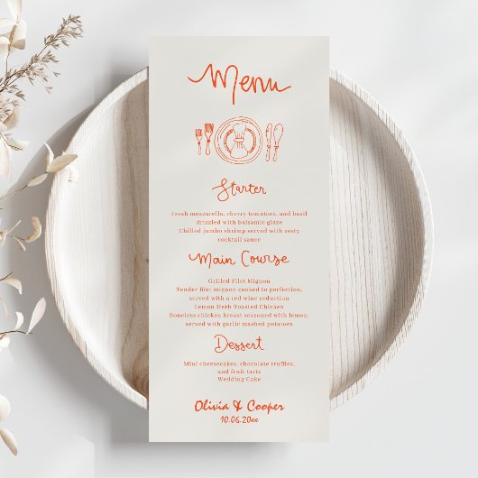 Menu La Dolce Vita Mariage tiré à la main