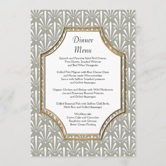 Menu La fan moderne Shell de Nouveau d'art déco (Dos)