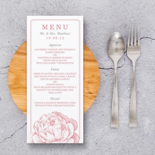 Menu La jolie collection de Mariages floraux Peony