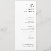 Menu La Nuit Avant Le Dîner De La Répétition Mariage (Devant)