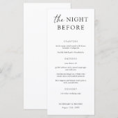 Menu La Nuit Avant Le Dîner De La Répétition Mariage Me (Devant / Derrière)