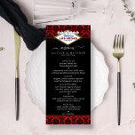 Menu La Parties scintillant Damask Las Vegas Mariage Co<br><div class="desc">Célébrez dans le style avec ces cartes de menu mariages design et très tendance. Ce design est facile à personnaliser avec votre libellé d'événement spécial et vos invités seront ravis quand ils verront ces menus fabuleux.</div>