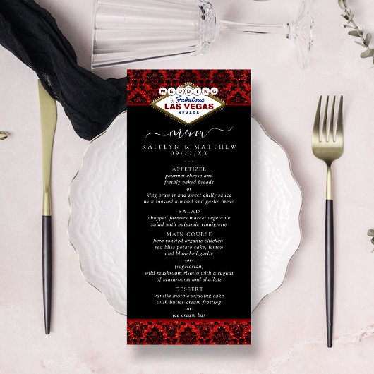 Menu La Parties scintillant Damask Las Vegas Mariage Co