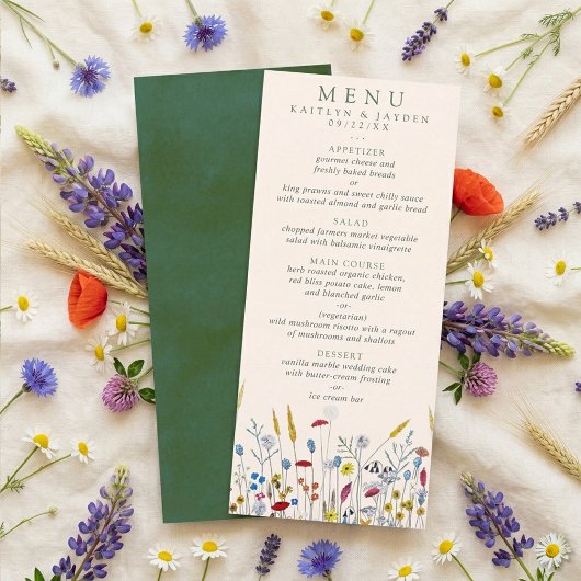 Menu La Suite de Mariage de Prairie de Fleurs Sauvages