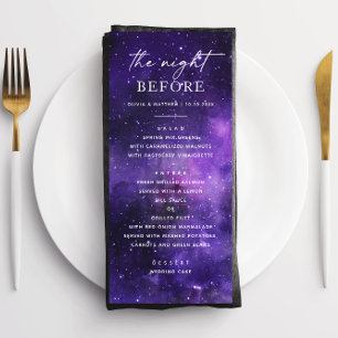 Menu La veille. Dîner de répétition du mariage spatial