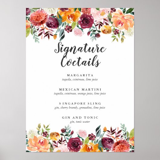 Menu Landbloom Burgundy Signature Cocktail Poster (Voorkant)