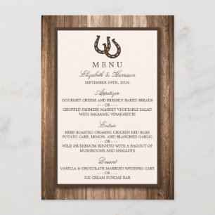 Menu Landelijk bijtend Hoefijzer en bruin houten b