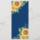 Menu Landelijke zonnebloemen Navy Blue Wedding (Achterkant)