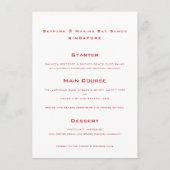 Menu Lanternes chinoises et double Mariage du bonheur (Dos)