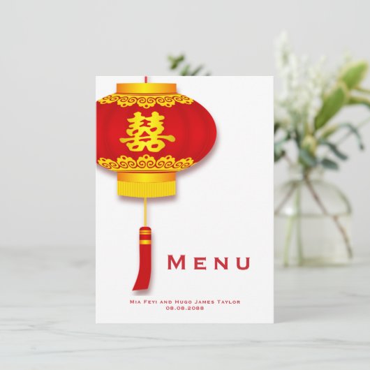 Menu Lanternes chinoises et double Mariage du bonheur (Debout devant)