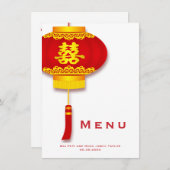 Menu Lanternes chinoises et double Mariage du bonheur (Devant / Derrière)