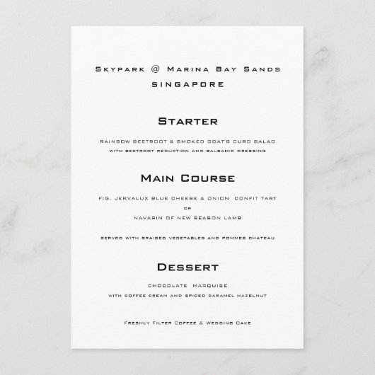 Menu Lanternes chinoises et double Mariage du bonheur (Dos)