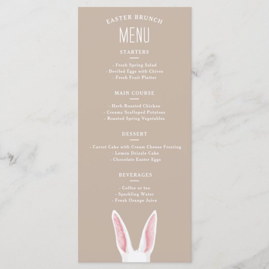Menu Lapin aux oreilles blanches aquarelle sur brunch d (Devant)