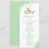 Menu Lapin mignon aquarelle marron et verdure de Pâques (Devant / Derrière)