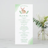 Menu Lapin mignon aquarelle marron et verdure de Pâques (Debout devant)