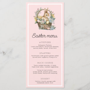 Menu Lapin Pâques Rose Pâle