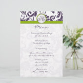 Menu Lapis Purple et Apple Green Mariage damassé (Debout devant)