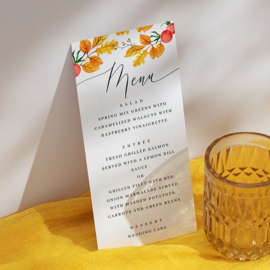 Menu L'aquarelle tombe mariage à fleurs. automne des fo