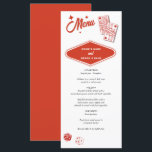 Menu Las Vegas Casino Destination Mariage Rouge<br><div class="desc">Un design mariage à thème unique dessiné à la main par Las Vegas Casino. Destination moderne Las Vegas, Nevada thème mariage avec cartes à jouer, casino de jeux d'argent illustrations à thème. Une carte de menu mariage Las Vegas rouge et blanc est idéale pour les mariages à thème casino. Des...</div>