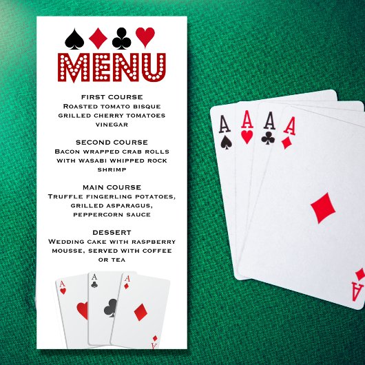 Menu Las Vegas Casino Mariage de poker