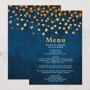 Menu L'automne laisse l'or et la marine Mariage bleu