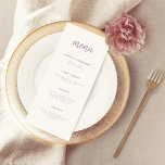 Menu Lavande de script minimaliste moderne | MARIAGE<br><div class="desc">Cette carte de menu élégante,  minimaliste et mariage,  est dotée d'une typographie de script moderne et d'un texte sans serif propre,  pour un design simple et élégant,  blanc et lavande,  que vous aimerez.</div>