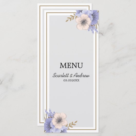 Menu Lavande et Fleurs beiges (Devant / Derrière)