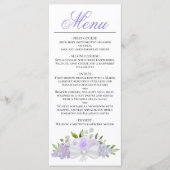 Menu Lavande Purple Aquarelle Florale Élégant Mariage (Devant)