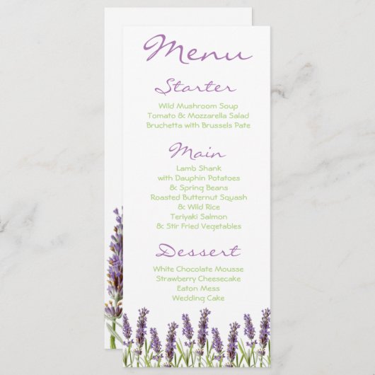 Menu Lavender (Voorkant / Achterkant)