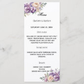 Menu Lavender champagne cream floral wedding (Devant)