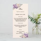 Menu Lavender champagne cream floral wedding (Debout devant)