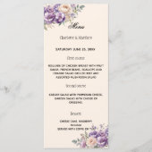 Menu Lavender champagne cream floral wedding (Devant)