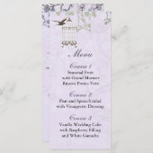 Menu Lavender Lilac oiseaux de cage vintage mariage (Devant / Derrière)