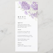 Menu Lavender Lilac White Floral Wedding Reception (Devant)