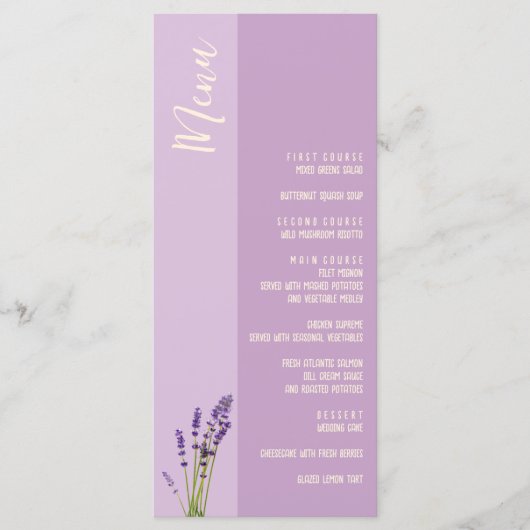 Menu Lavender Love Mariage (Devant)