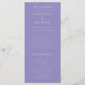 Menu Lavender Silver minimal modern program wedding (Devant)