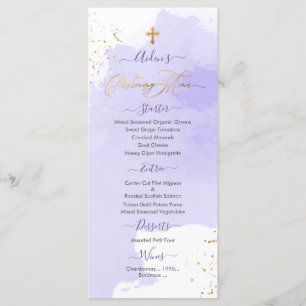 Menu Lavender Watercolor Christening+1er Anniversaire M