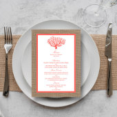 Menu Le Corail Sur Burlap Boho Beach Wedding Collection