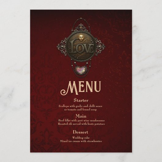 Menu L'Emblème de l'Amour. (Devant)
