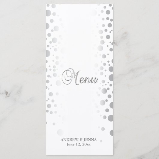 Menu Les confettis argentés élégants pointillent (Devant)