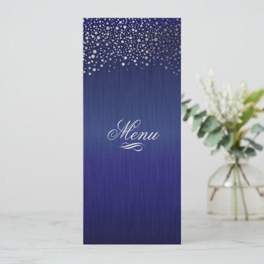 Menu Les confettis argentés élégants pointillent (Debout devant)