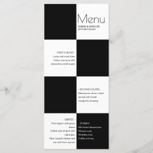 Menu Les élégants carreaux noirs et blancs
