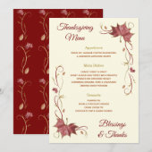 Menu Les Feuilles de l'érable rouge de Thanksgiving (Devant / Derrière)