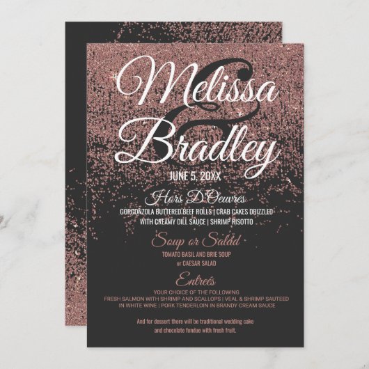 Menu Les parties scintillantes roses d'or miroitent (Devant / Derrière)